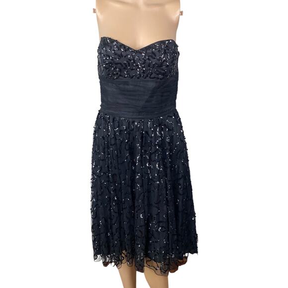 Vtg Y2K Betsey Johnson Black Sequin Strapless Corset Party Dress SZ 8 Vtg Y2K Betsey Johnson Black Sequin Strapless Corset Party Dress SZ 8